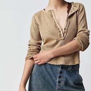 Free people Colt Beige Waffle Knit Top